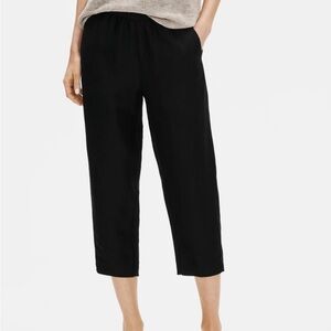 Eileen Fisher - Black Tencel Lyocell Blend Comfy Lounge Cropped Pants